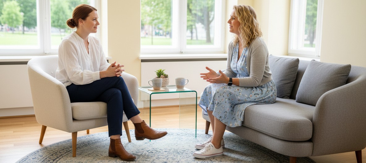 Psychotherapie, zwei Frauen im Gespräch
