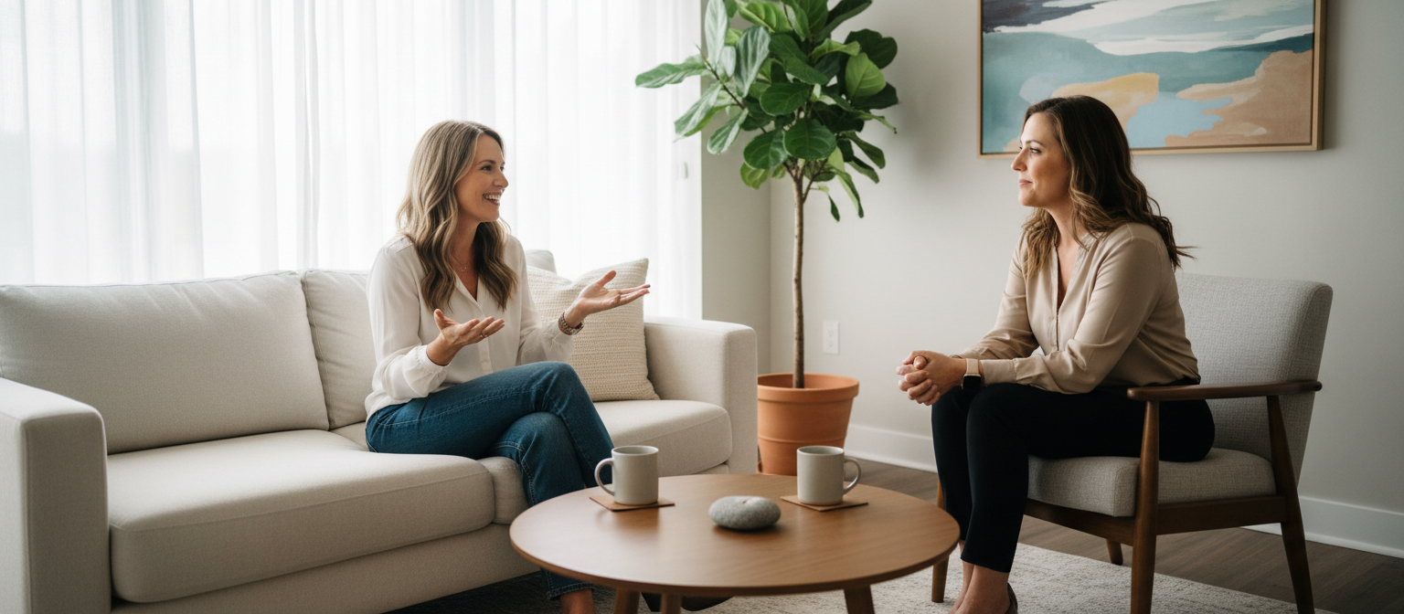 Psychotherapie, zwei Frauen im Gespräch