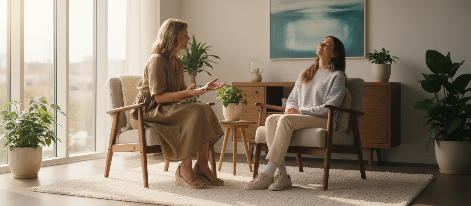 Psychotherapie, zwei Frauen im Gespräch